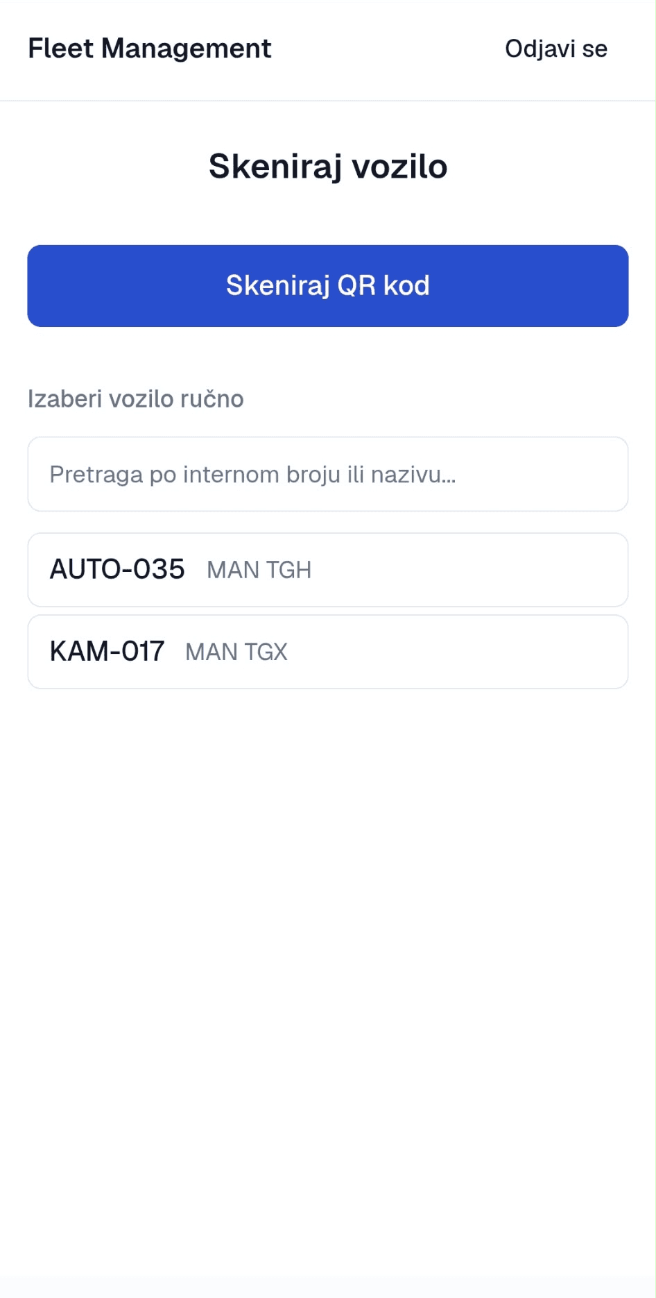 Fleet Management - Skeniranje vozila